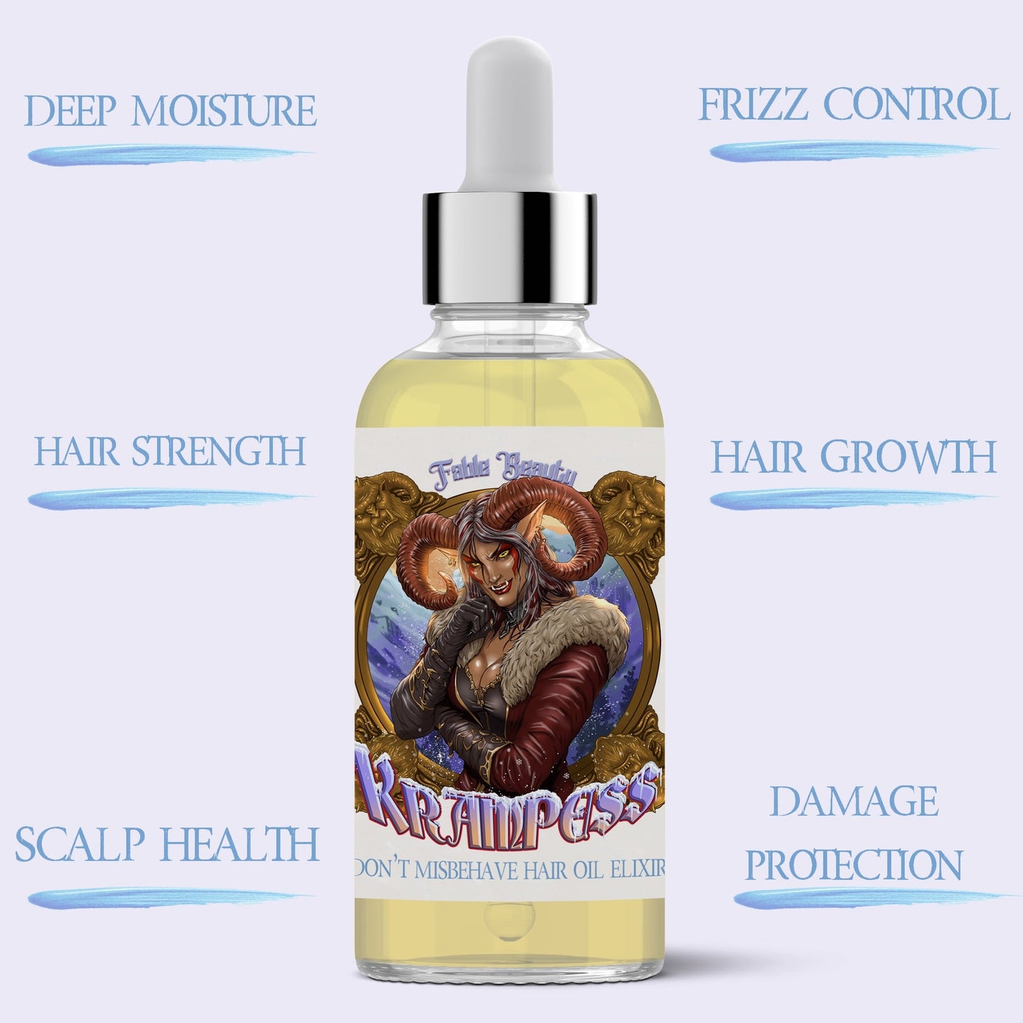 Krampess - Hair Oil Elixir - Dark Evergreens, Winter Berries, Icy Musk, Snow Covered Peaches
