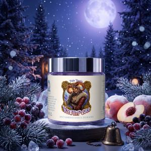 Krampess - Magical Sugar Scrub - Dark Evergreens, Winter Berries, Snow Covered Peaches