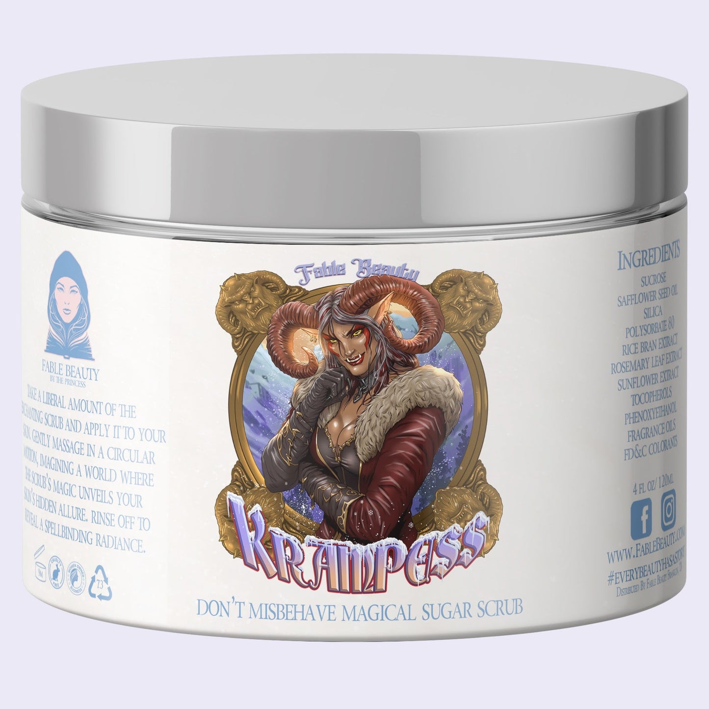 Krampess - Magical Sugar Scrub - Dark Evergreens, Winter Berries, Icy Musk, Snow Covered Peaches