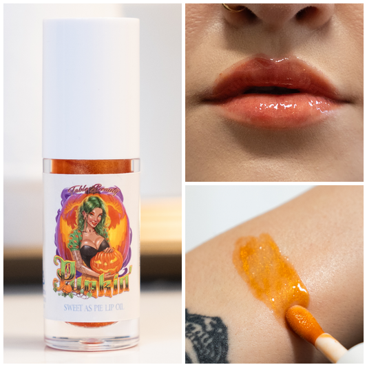 Lip balm with colorful label, applied on lips and skin.