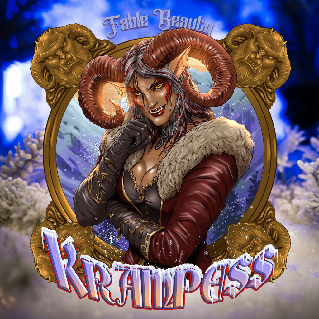Krampess - Dark Evergreens, Winter Berries, Icy Musk, Snow Covered Peaches