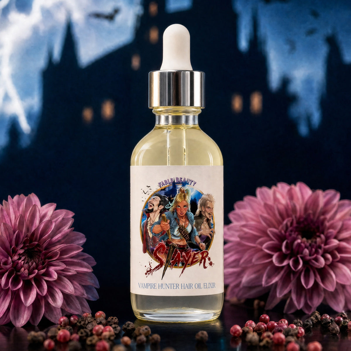 Slayer - Hair Oil Elixir - Blood-Kissed Dahlia, Piercing Pink Pepper, Decadent Almond Cream