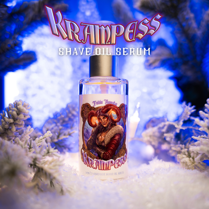 Krampess - Shave Oil Serum - Dark Evergreens, Winter Berries, Icy Musk, Snow Covered Peaches