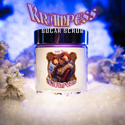 Krampess - Magical Sugar Scrub - Dark Evergreens, Winter Berries, Icy Musk, Snow Covered Peaches