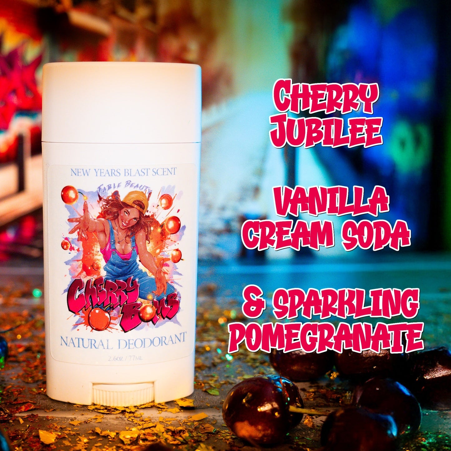 Cherry Bomb - Natural Deodorant - Cherry Jubilee, Vanilla Cream Soda, Sparkling Pomegranate