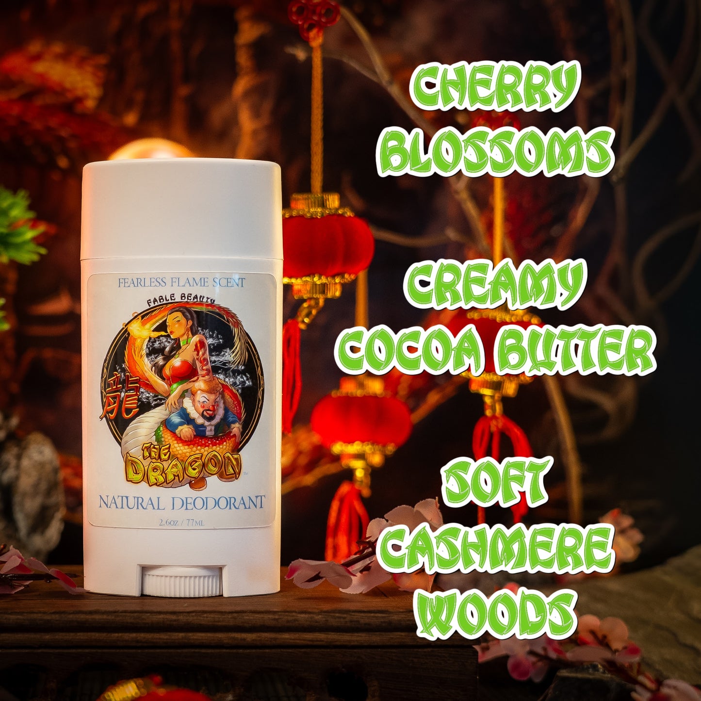 The Dragon - Natural Deodorant - Cherry Blossoms, Creamy Cocoa Butter, Cashmere Woods