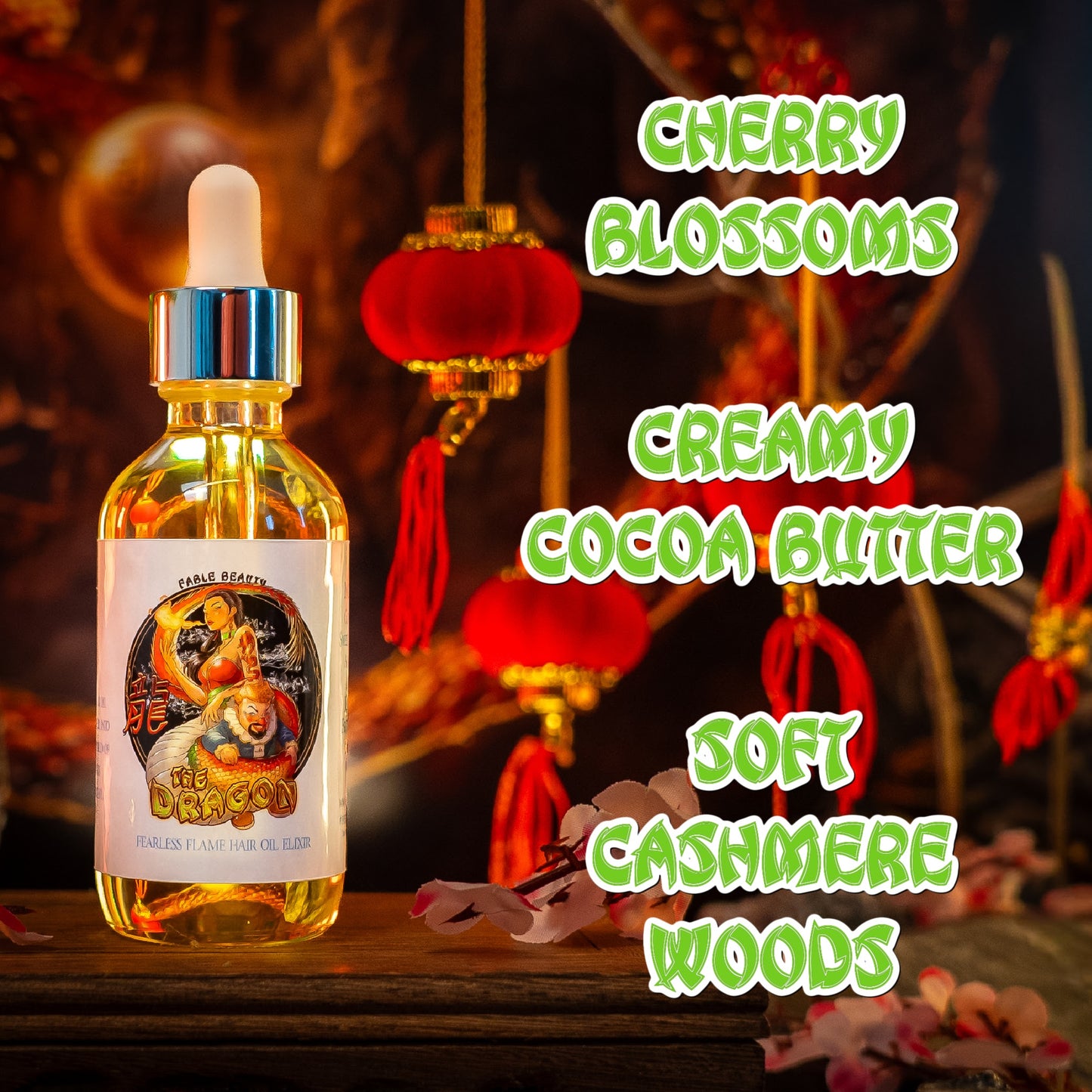 The Dragon - Hair Oil Elixir - Cherry Blossoms, Creamy Cocoa Butter, Soft Cashmere Woods