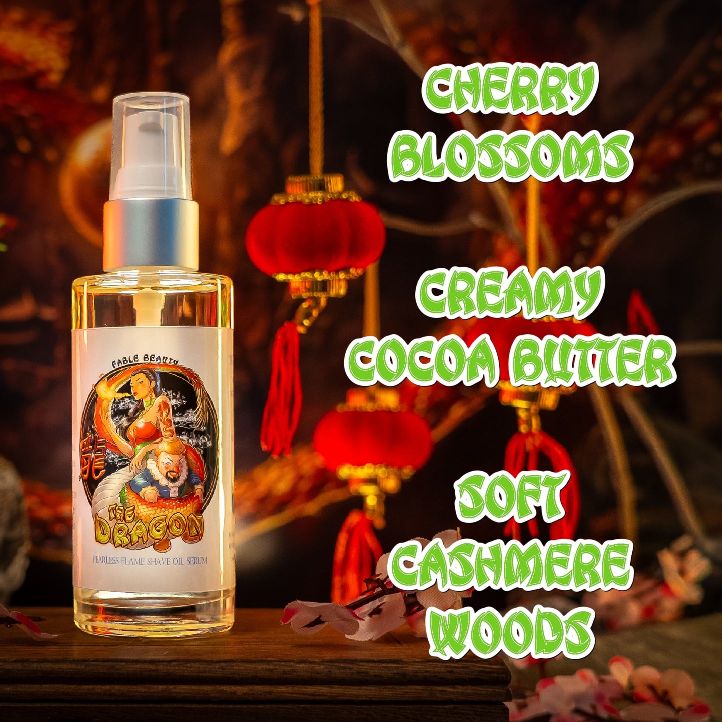 The Dragon - Shave Oil Serum - Cherry Blossoms, Creamy Cocoa Butter, Cashmere Woods