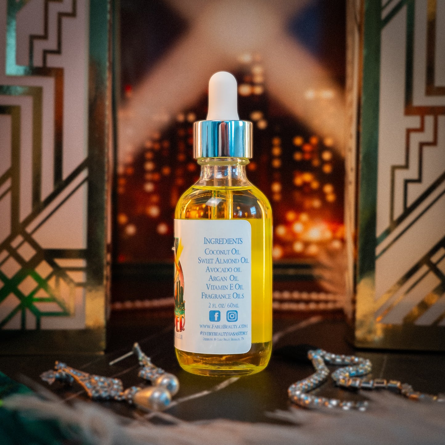 Flapper - Hair Oil Elixir - Golden Mimosa Fizz, Rouge Raspberries, Satin Vanilla Cream