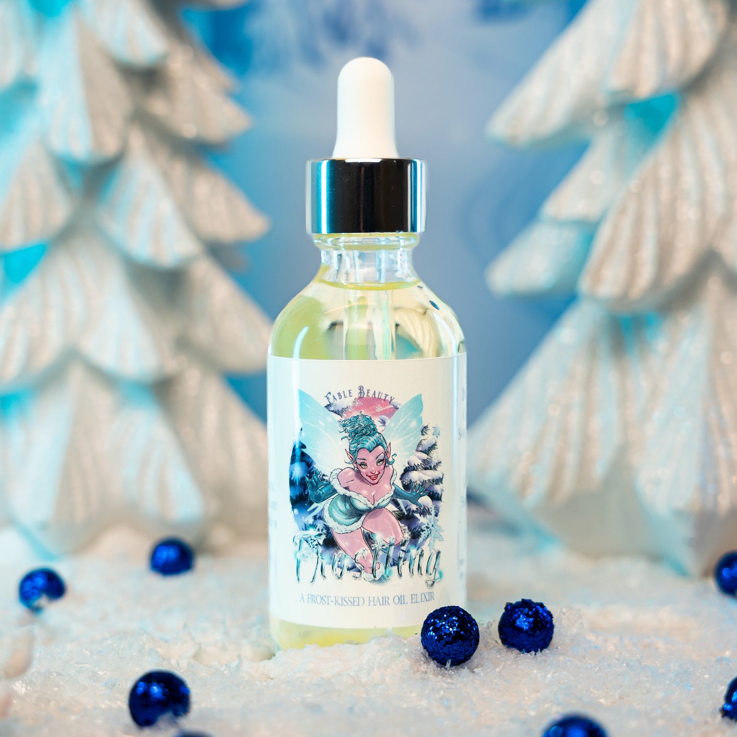 Frostling - Hair Oil Elixir - Shimmering Snowfall, Icy Vanilla, Sweet Candy Cane