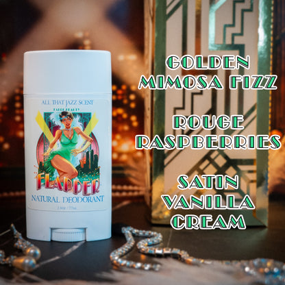 Flapper - Natural Deodorant - Golden Mimosa Fizz, Rouge Raspberries, Satin Vanilla Cream