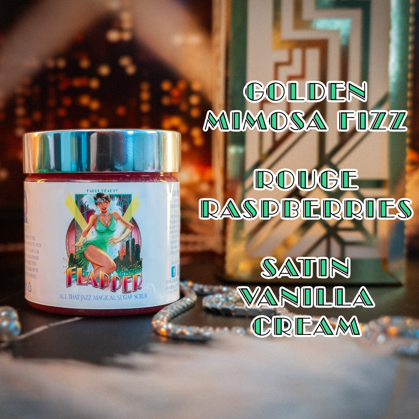 Flapper - Magical Sugar Scrub - Golden Mimosa Fizz, Rouge Raspberries, Satin Vanilla Cream
