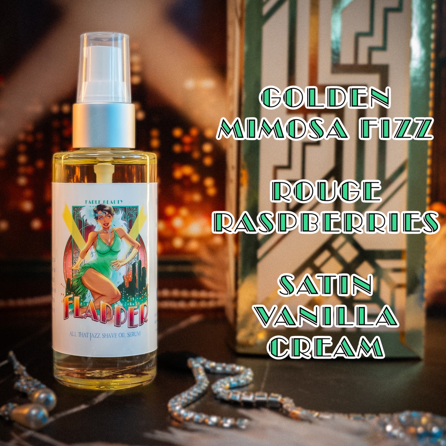 Flapper - Shave Oil Serum - Golden Mimosa Fizz, Rouge Raspberries, Satin Vanilla Cream