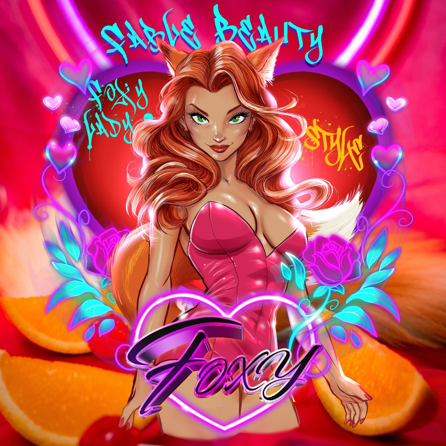 Foxy - Magical Sugar Scrub - Honeydew Melon, Orange & Peach Juice, Strawberry Suckers