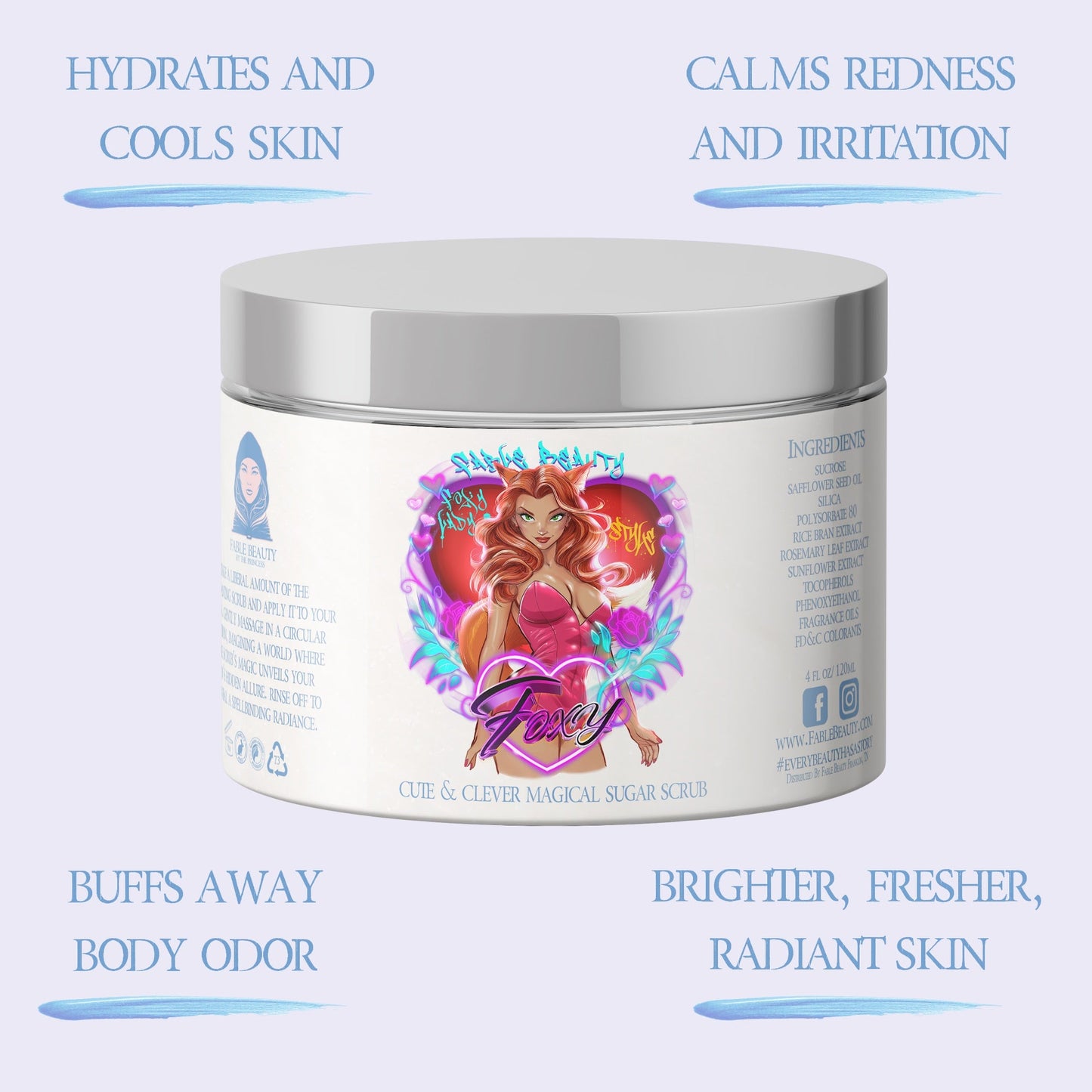 Foxy - Magical Sugar Scrub - Honeydew Melon, Orange & Peach Juice, Strawberry Suckers