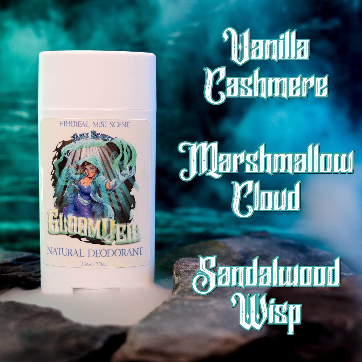 Gloomveil - Natural Deodorant - Vanilla Cashmere, Marshmallow Cloud, Sandalwood Wisp