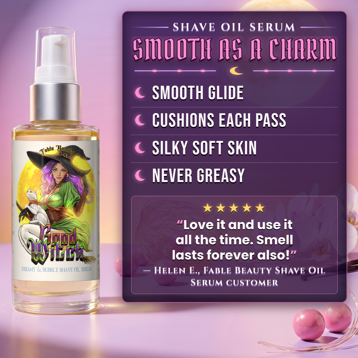Good Witch - Shave Oil Serum - Pink Bubblegum, Spun Sugar, Vanilla Orchid