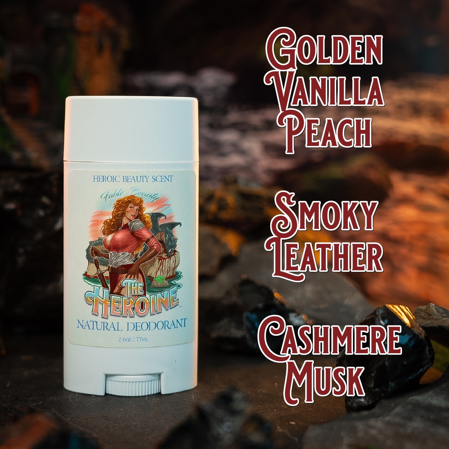 The Heroine - Natural Deodorant - Golden Vanilla Peach, Smoky Leather, Cashmere Musk