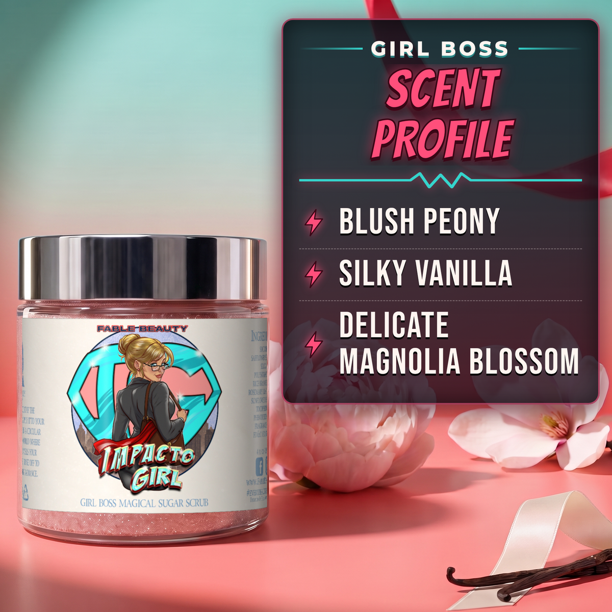 Impacto Girl - Magical Sugar Scrub - Blush Peony, Silky Vanilla, Delicate Magnolia Blossom