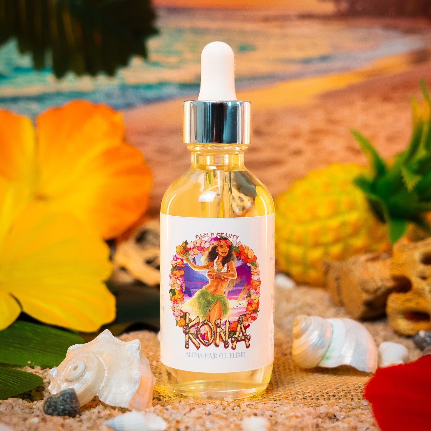 Kona - Hair Oil Elixir - Sun-Kissed Coffee Beans, Bamboo Coconut Breeze, Silky Almond Cream