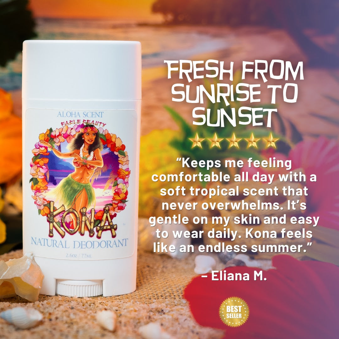 Kona - Natural Deodorant - Sun-Kissed Coffee Beans, Bamboo Coconut Breeze, Silky Almond Cream