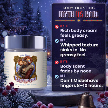 Krampess Body Frosting myth vs real education card, Fable Beauty