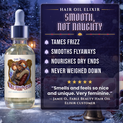 Krampess Hair Oil Elixir benefits infographic, Fable Beauty
