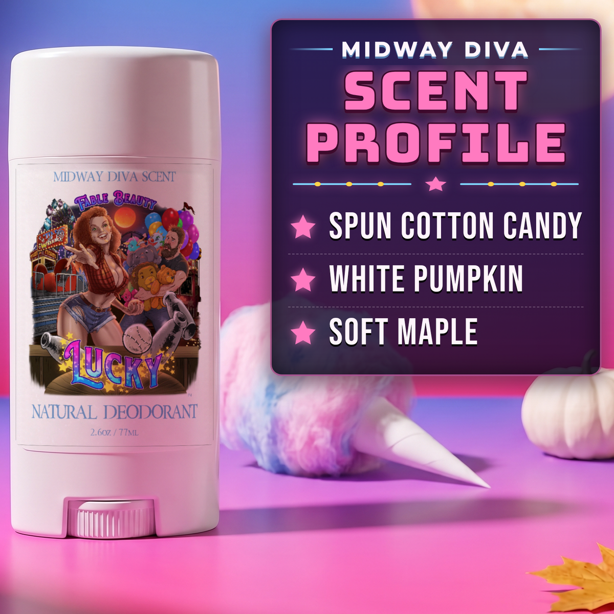 Lucky - Natural Deodorant - Spun Cotton Candy, White Pumpkin, Soft Maple