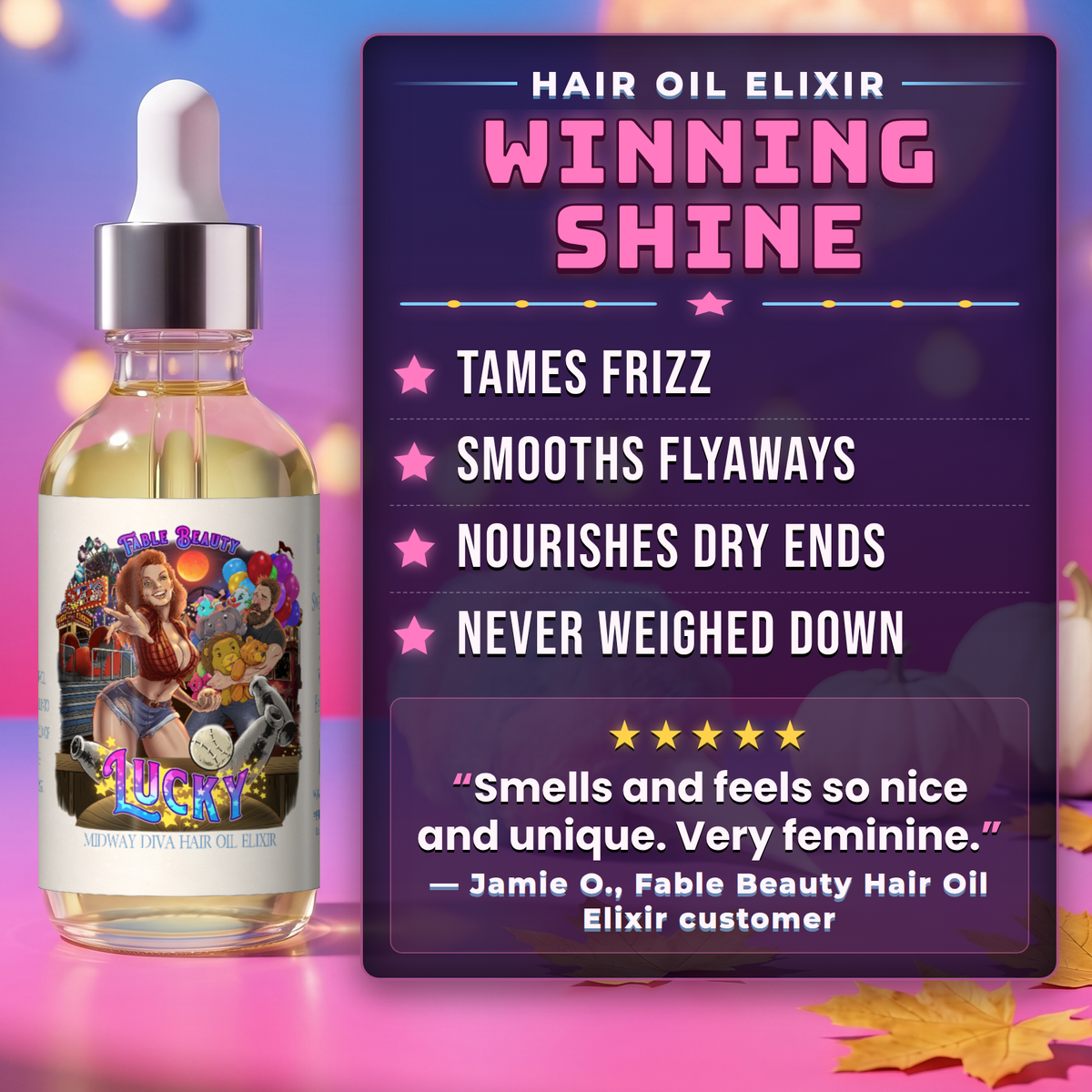 Lucky - Hair Oil Elixir - Spun Cotton Candy, White Pumpkin, Soft Maple