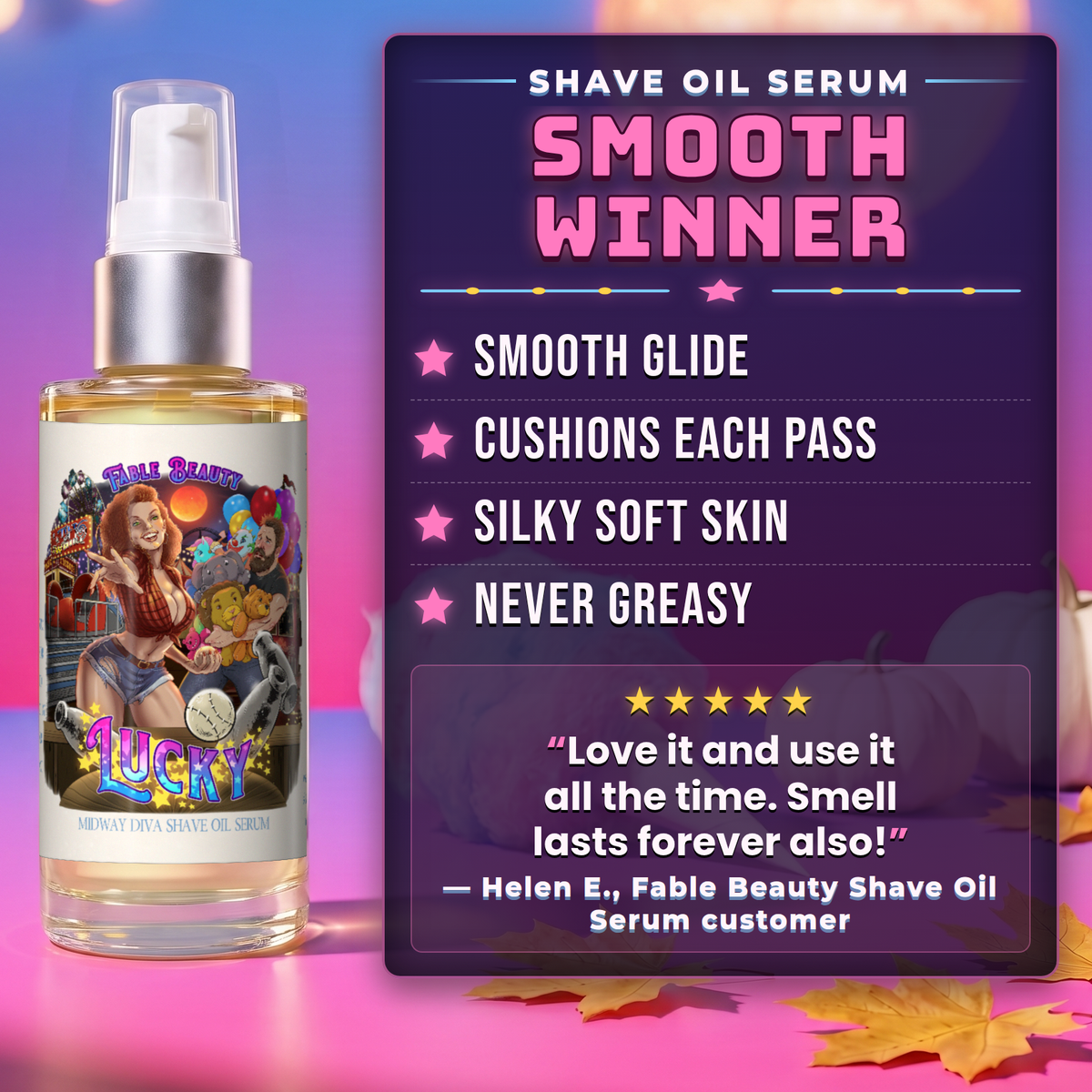Lucky - Shave Oil Serum - Spun Cotton Candy, White Pumpkin, Soft Maple