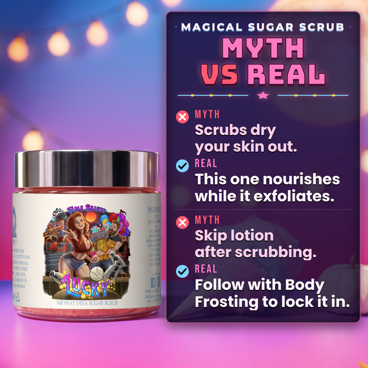 Lucky - Magical Sugar Scrub - Spun Cotton Candy, White Pumpkin, Soft Maple