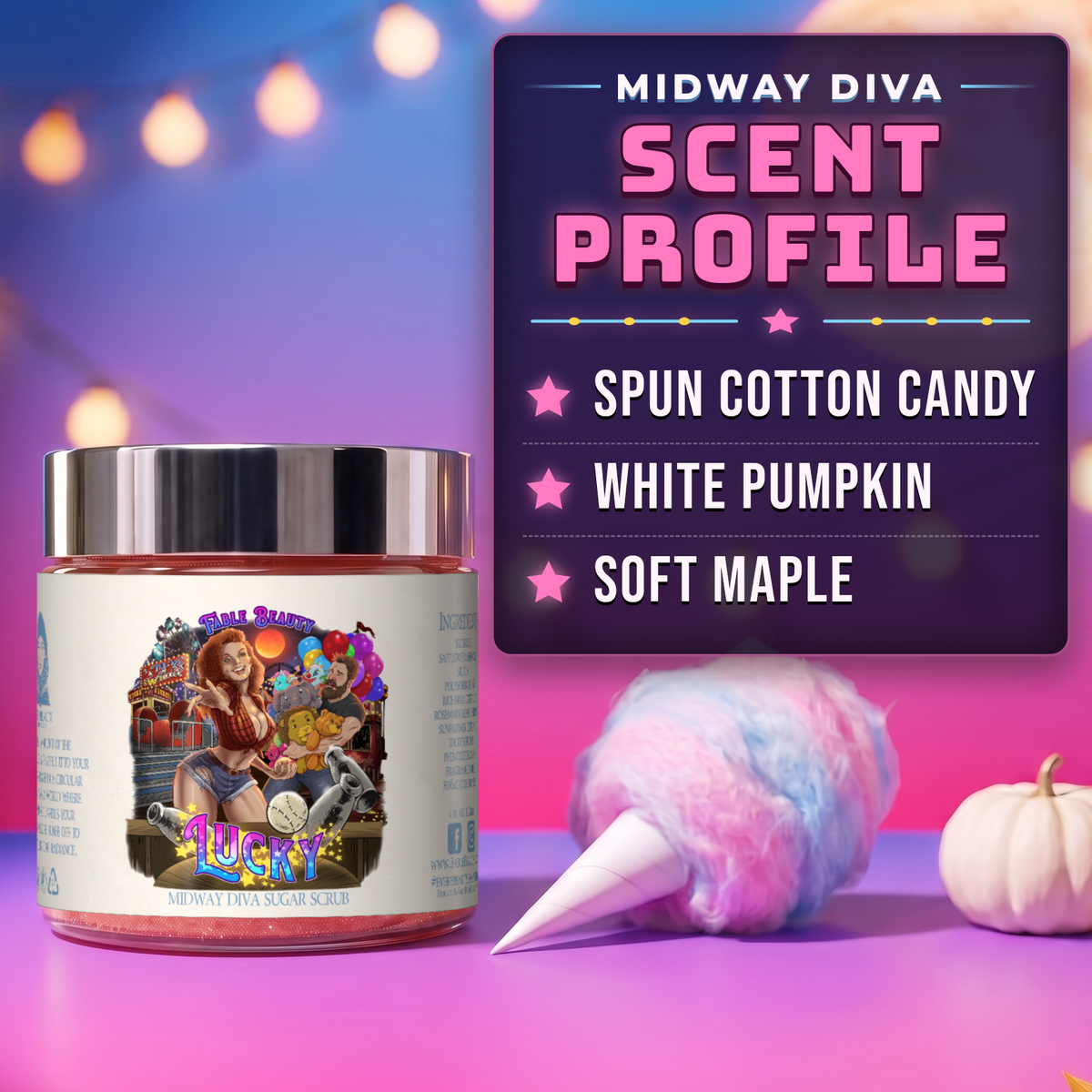Lucky - Magical Sugar Scrub - Spun Cotton Candy, White Pumpkin, Soft Maple