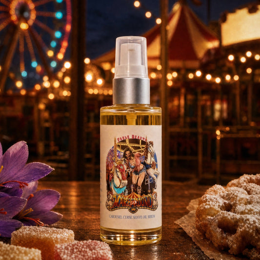 Mary Go Round - Shave Oil Serum - Mesmerizing Saffron & Jasmine, Candied Fruit Accords, Sugary Funnel Cake