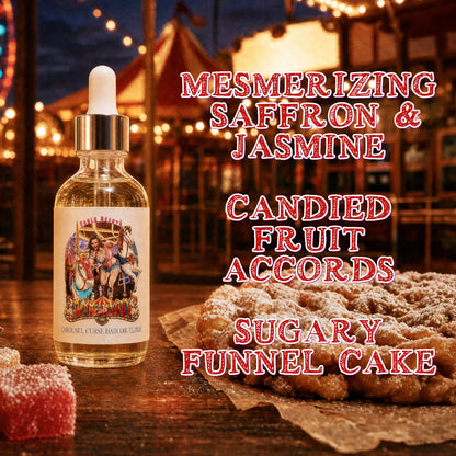Mary Go Round - Hair Oil Elixir - Mesmerizing Saffron & Jasmine, Candied Fruit Accords, Sugary Funnel Cake
