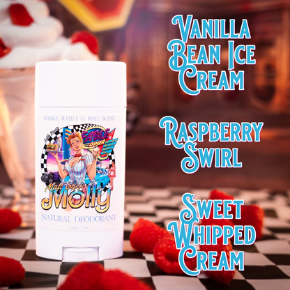 Malt Shop Molly - Natural Deodorant - Vanilla Bean Ice Cream, Raspberry Swirl, Sweet Whipped Cream