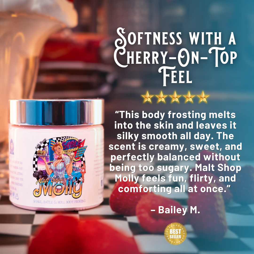 Malt Shop Molly - Body Frosting - Vanilla Bean Ice Cream, Raspberry Swirl, Sweet Whipped Cream