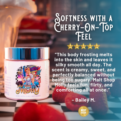 Malt Shop Molly - Body Frosting - Vanilla Bean Ice Cream, Raspberry Swirl, Sweet Whipped Cream