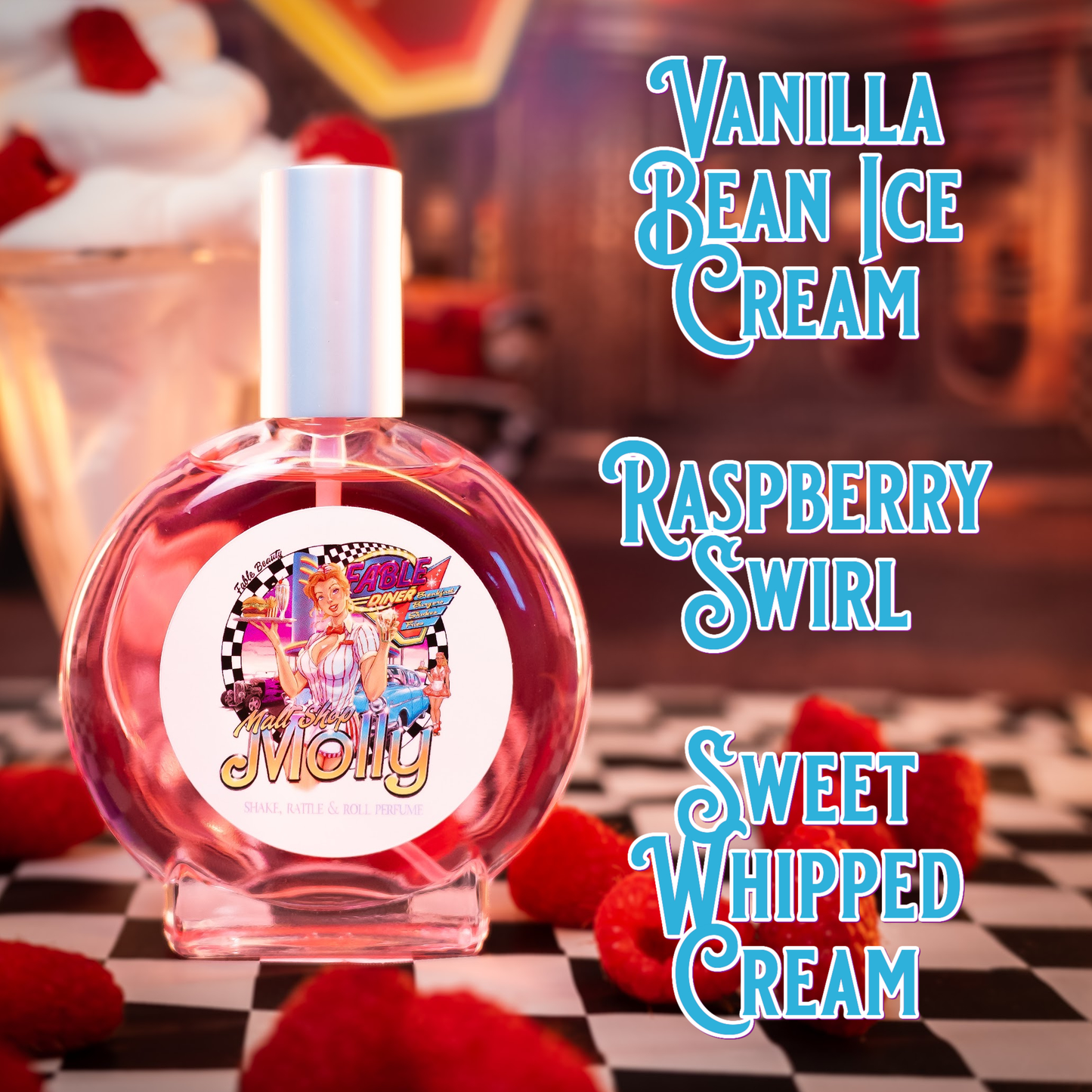Malt Shop Molly - Fragrance & Function Duo - Vanilla Bean Ice Cream, Raspberry Swirl, Sweet Whipped Cream