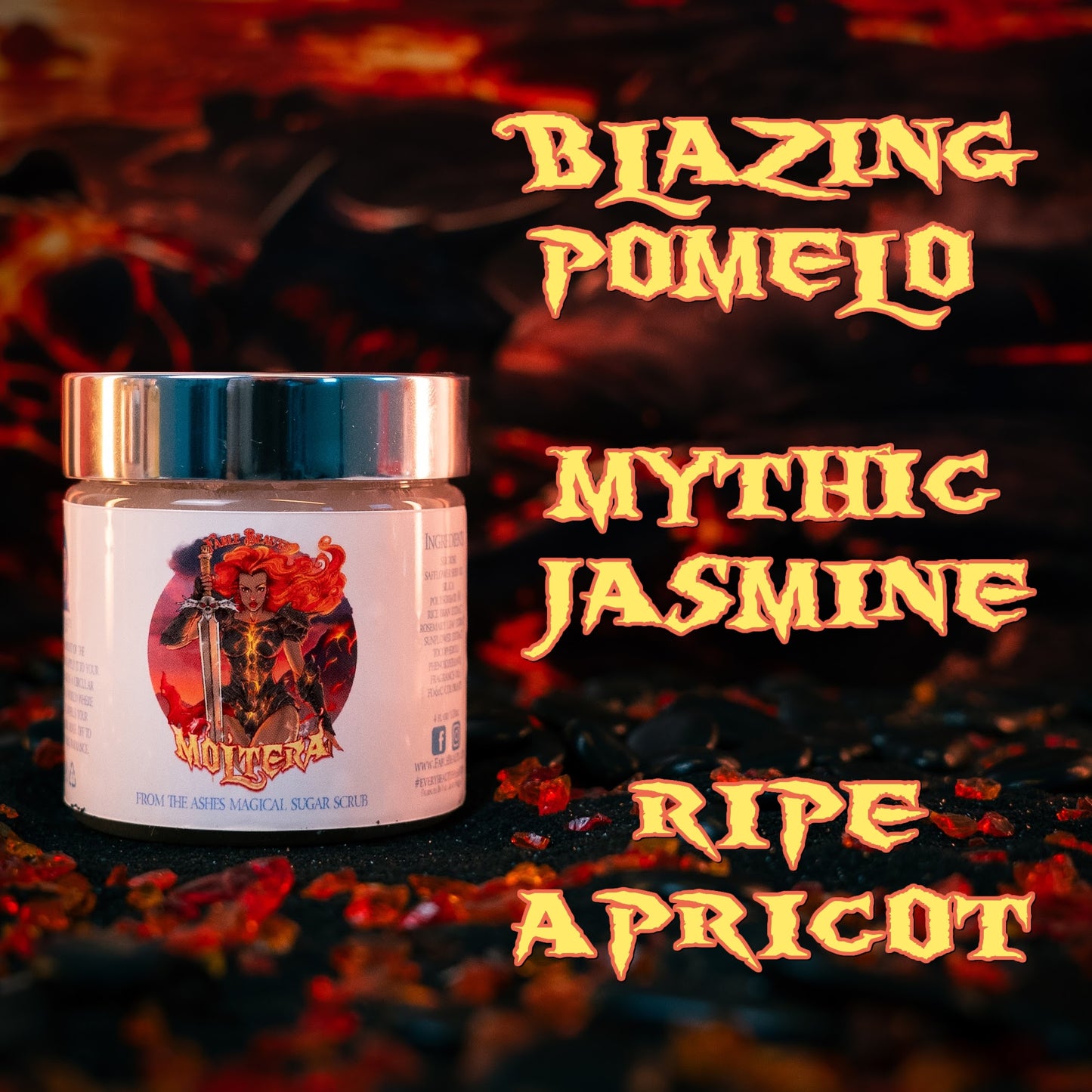 Moltera - Magical Sugar Scrub - Blazing Pomelo, Mythic Jasmine , Ripe Apricot