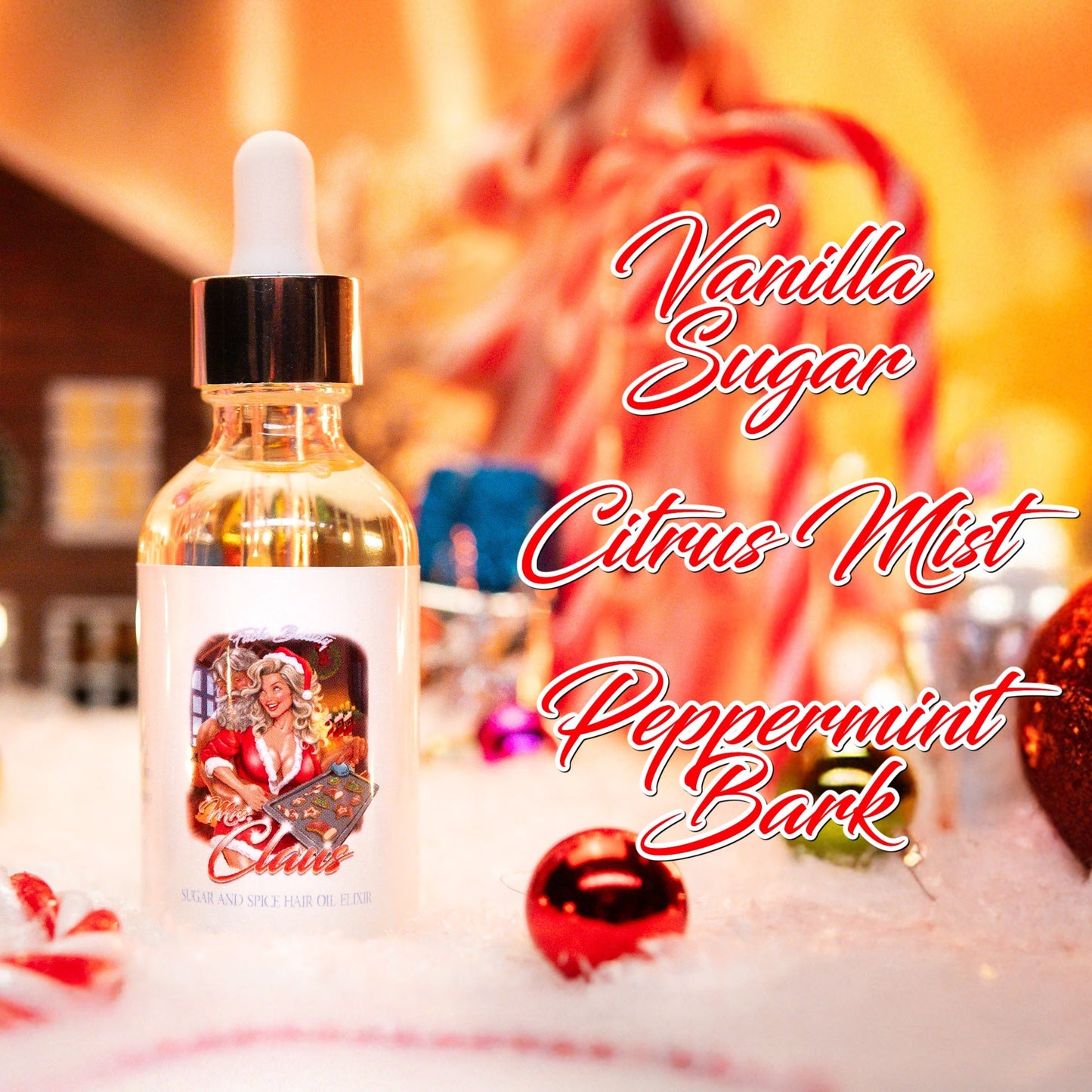 Mrs Claus - Hair Oil Elixir - Vanilla Sugar, Citrus Mist, Peppermint Bark