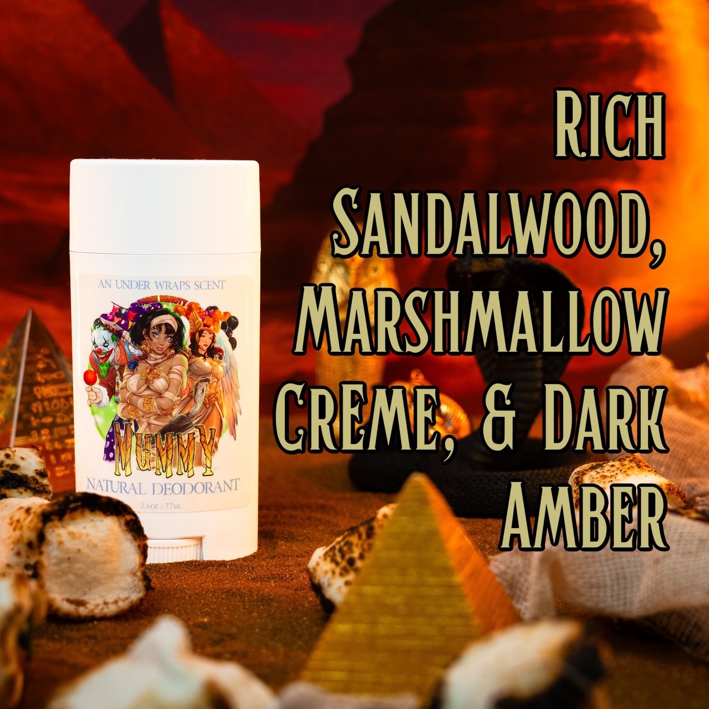 The Mummy - Natural Deodorant - Rich Sandalwood, Marshmallow Crème, Dark Amber