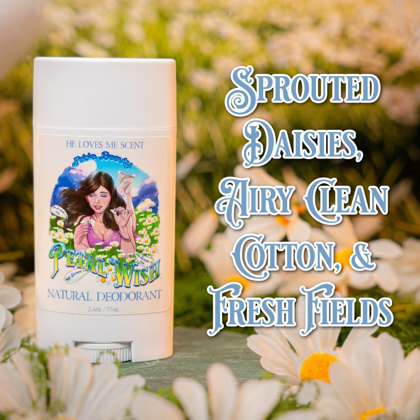 Petal Wish - Natural Deodorant - Sprouted Daisies, Airy Clean Cotton, Fresh Fields