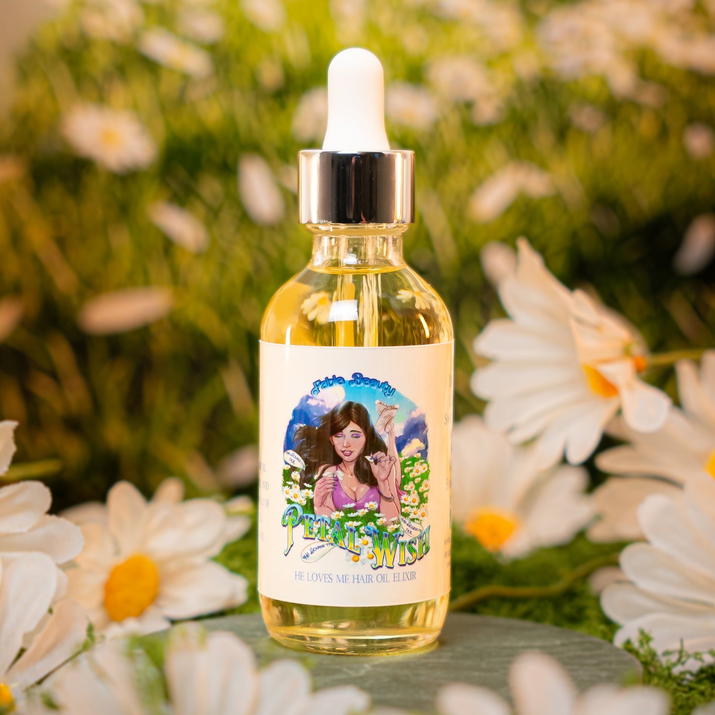 Petal Wish - Hair Oil Elixir - Sprouted Daisies, Airy Clean Cotton, Fresh Fields