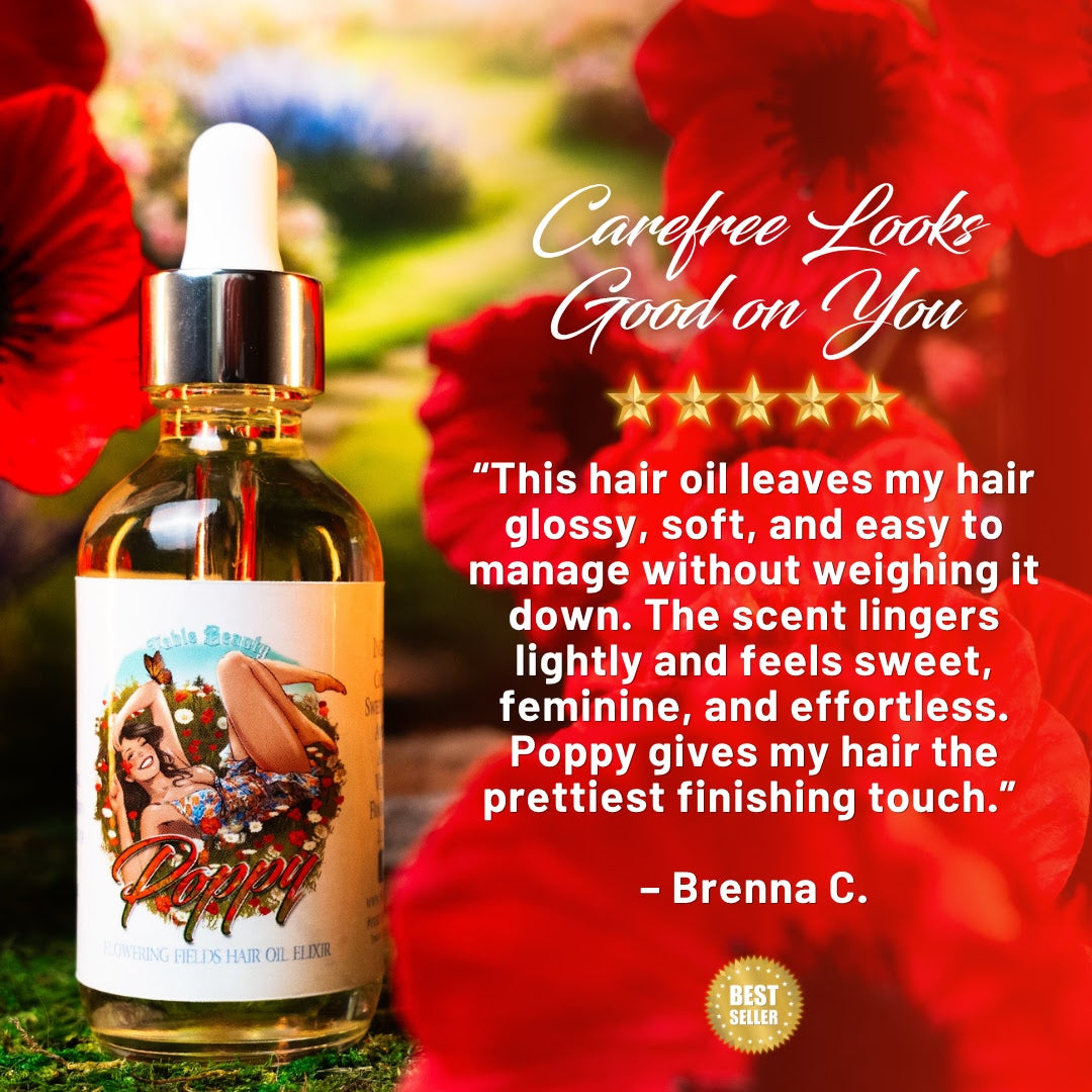 Poppy - Hair Oil Elixir - Wild Poppies, Honeyed Fig, Delicate Pear