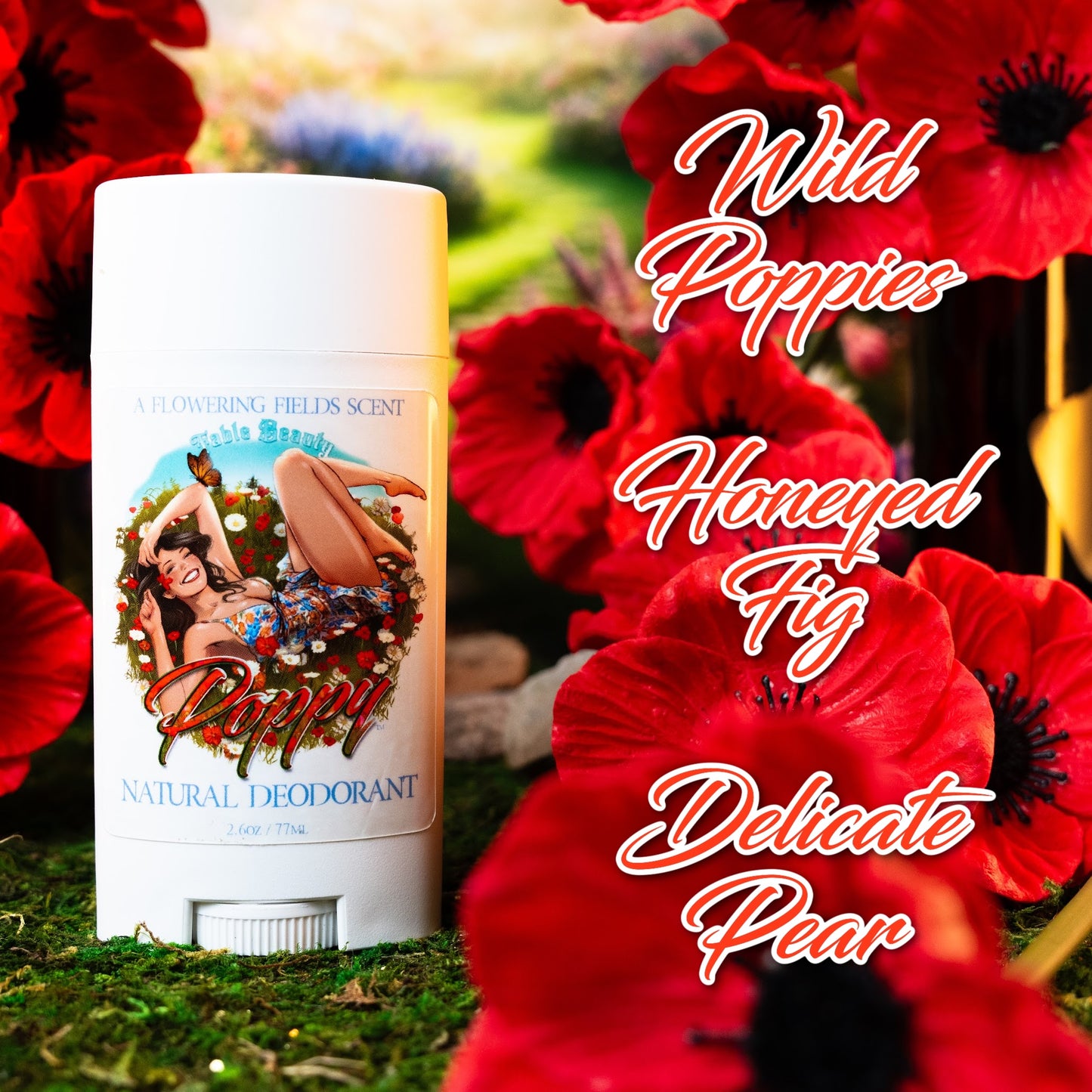 Poppy - Natural Deodorant - Wild Poppies, Honeyed Fig, Delicate Pear