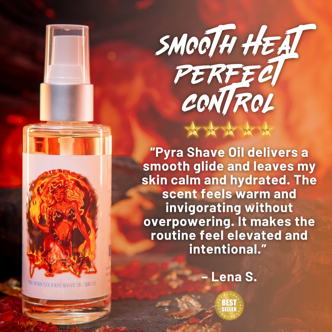 Pyra - Shave Oil Serum - Smooth Palo Santo, Invigorating Mandarin, Coconut Shavings