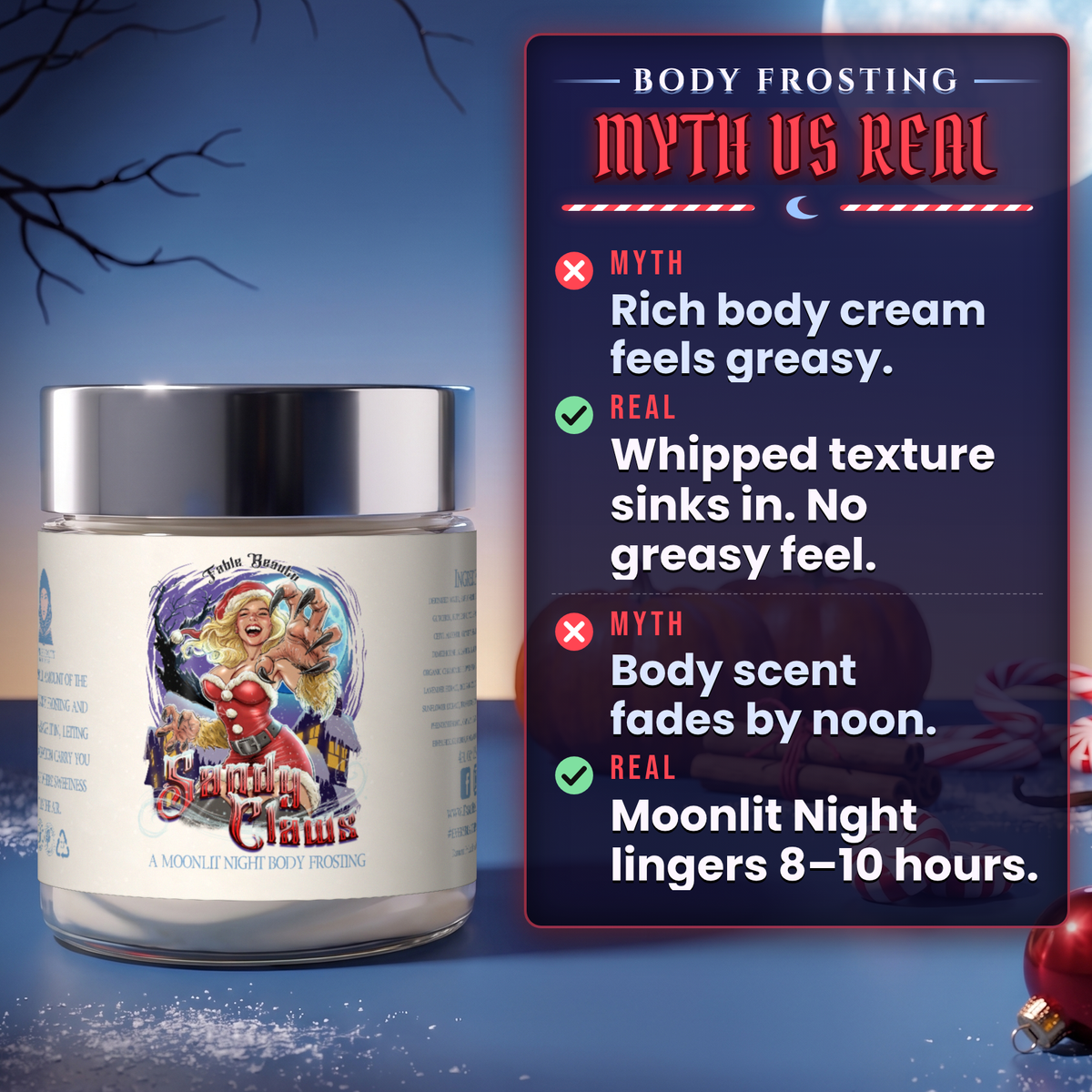 Sandy Claws - Body Frosting - Warm Pumpkin Spice, Creamy Peppermint, Cozy Warm Vanilla