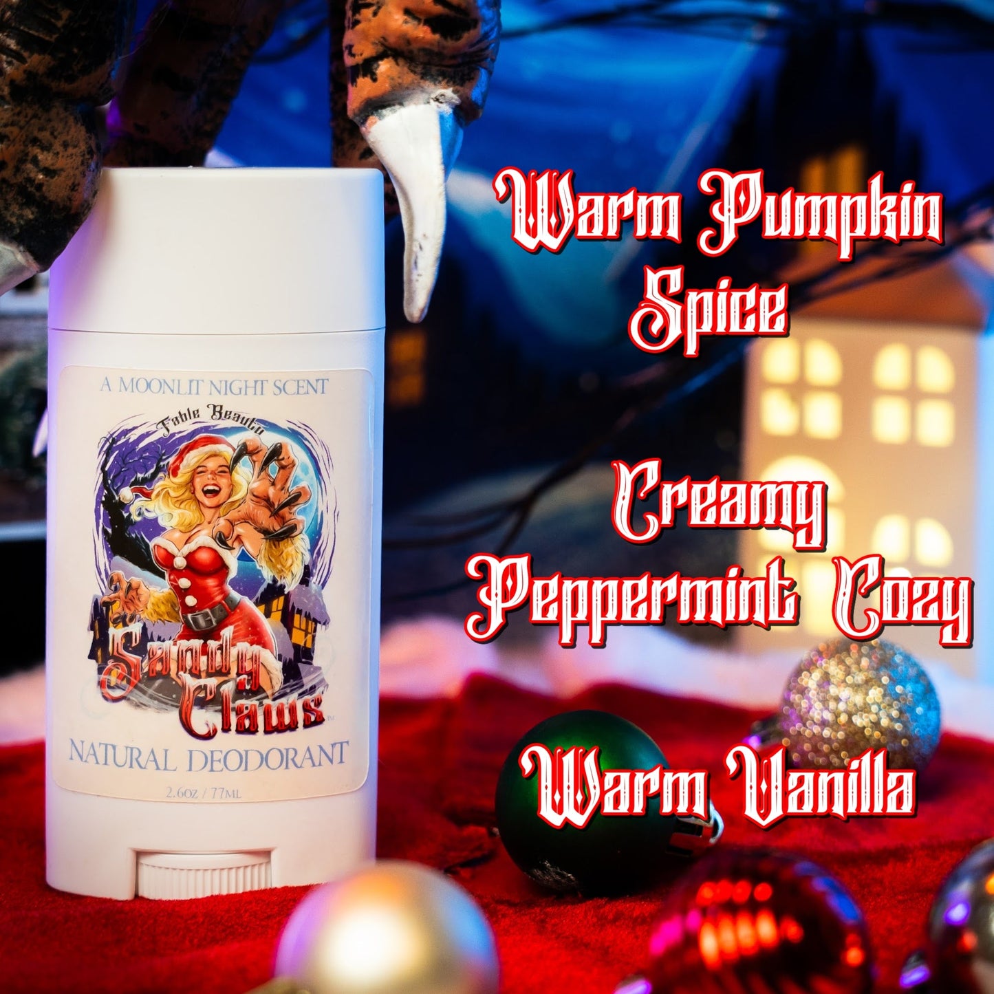Sandy Claws - Natural Deodorant - Warm Pumpkin Spice, Creamy Peppermint, Cozy Warm Vanilla