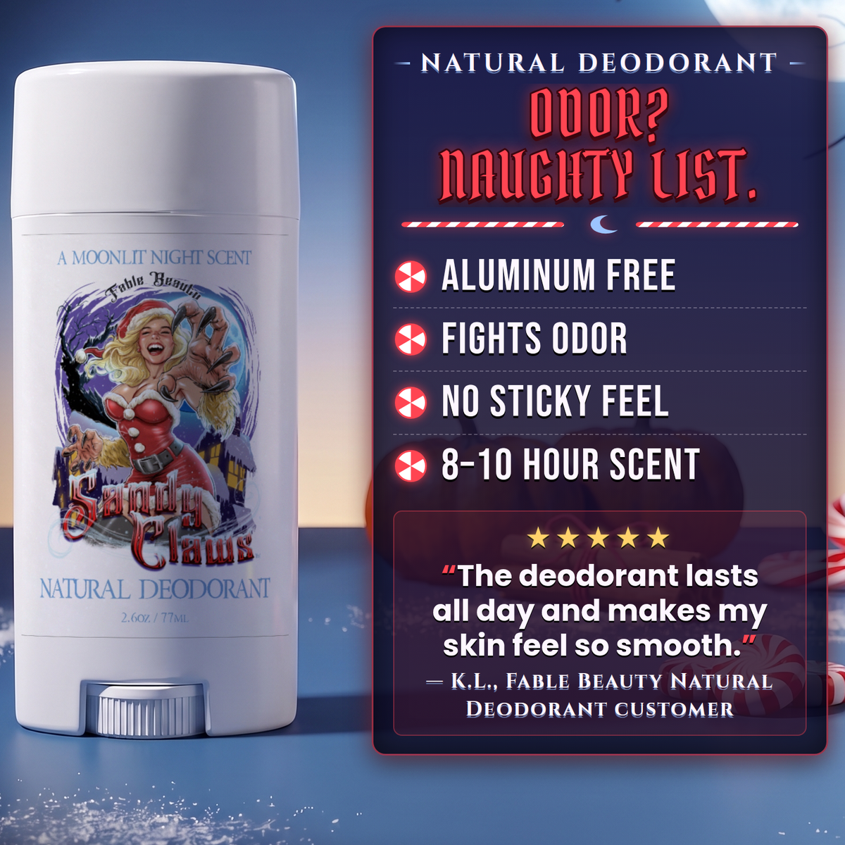 Sandy Claws - Natural Deodorant - Warm Pumpkin Spice, Creamy Peppermint, Cozy Warm Vanilla