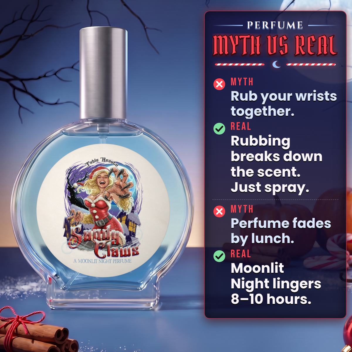 Sandy Claws - Perfume - Warm Pumpkin Spice, Creamy Peppermint, Cozy Warm Vanilla